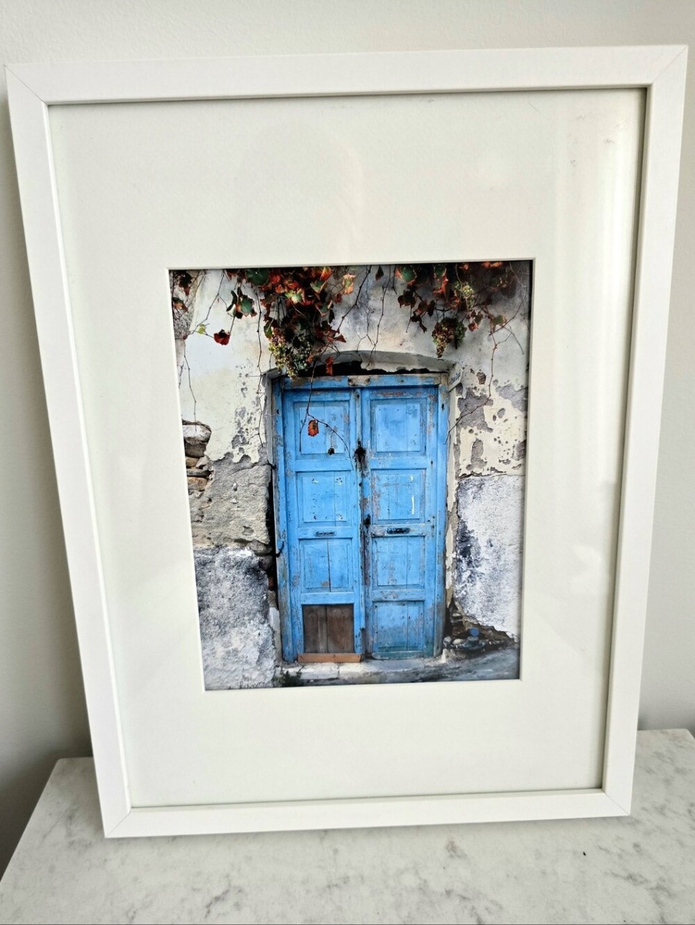 Greek Island Blue Door #1 Framed & Signed Art PRINT 13×18